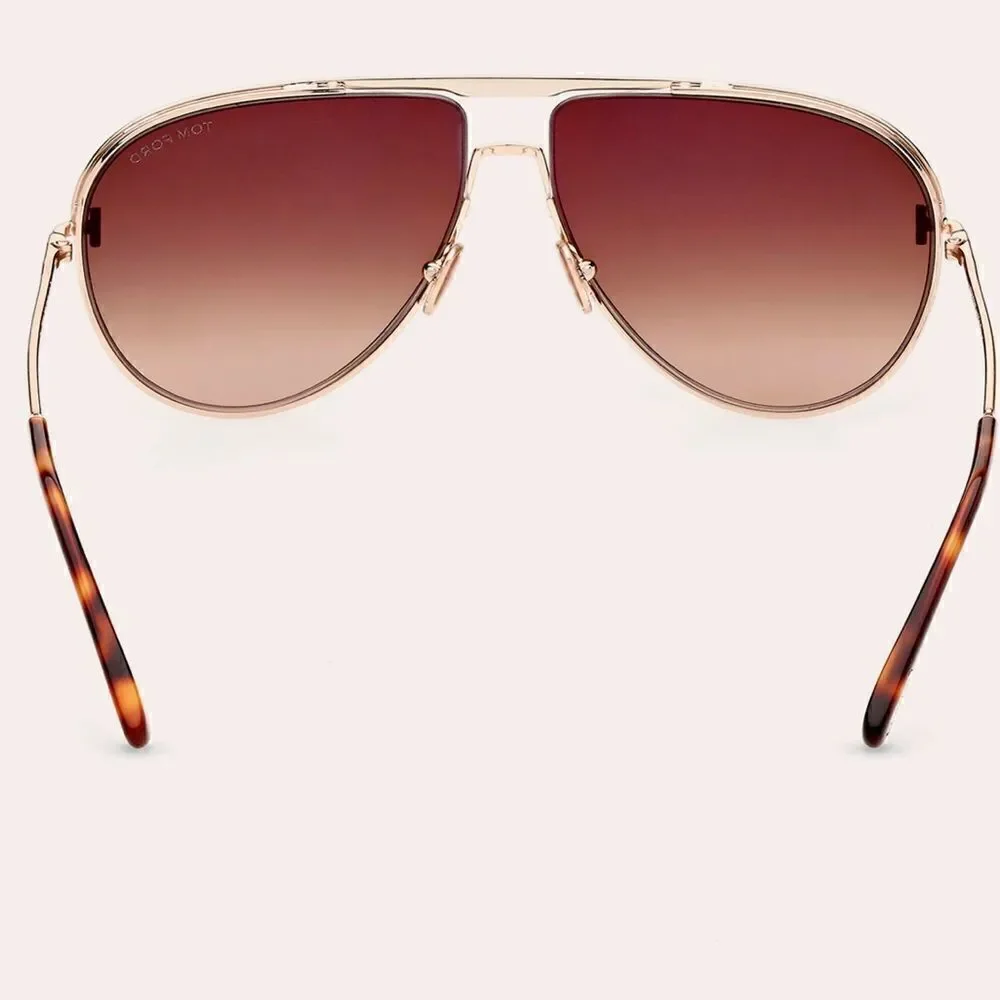 Tom Ford Theo 60mm Gradient Pilot Sunglasses Rose Gold MSPR $ 550.00